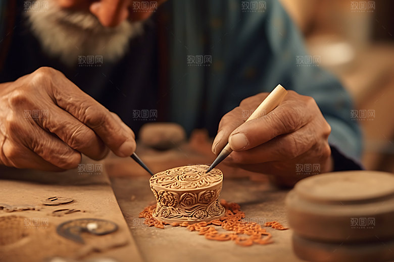 木雕制作文化传承木刻摄影图