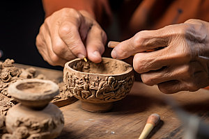 木雕制作高清文化传承摄影图