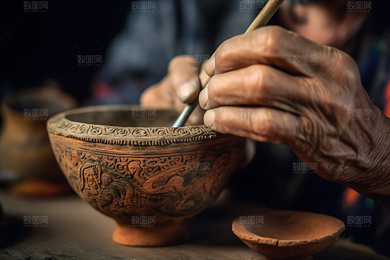 木雕制作木刻雕花摄影图