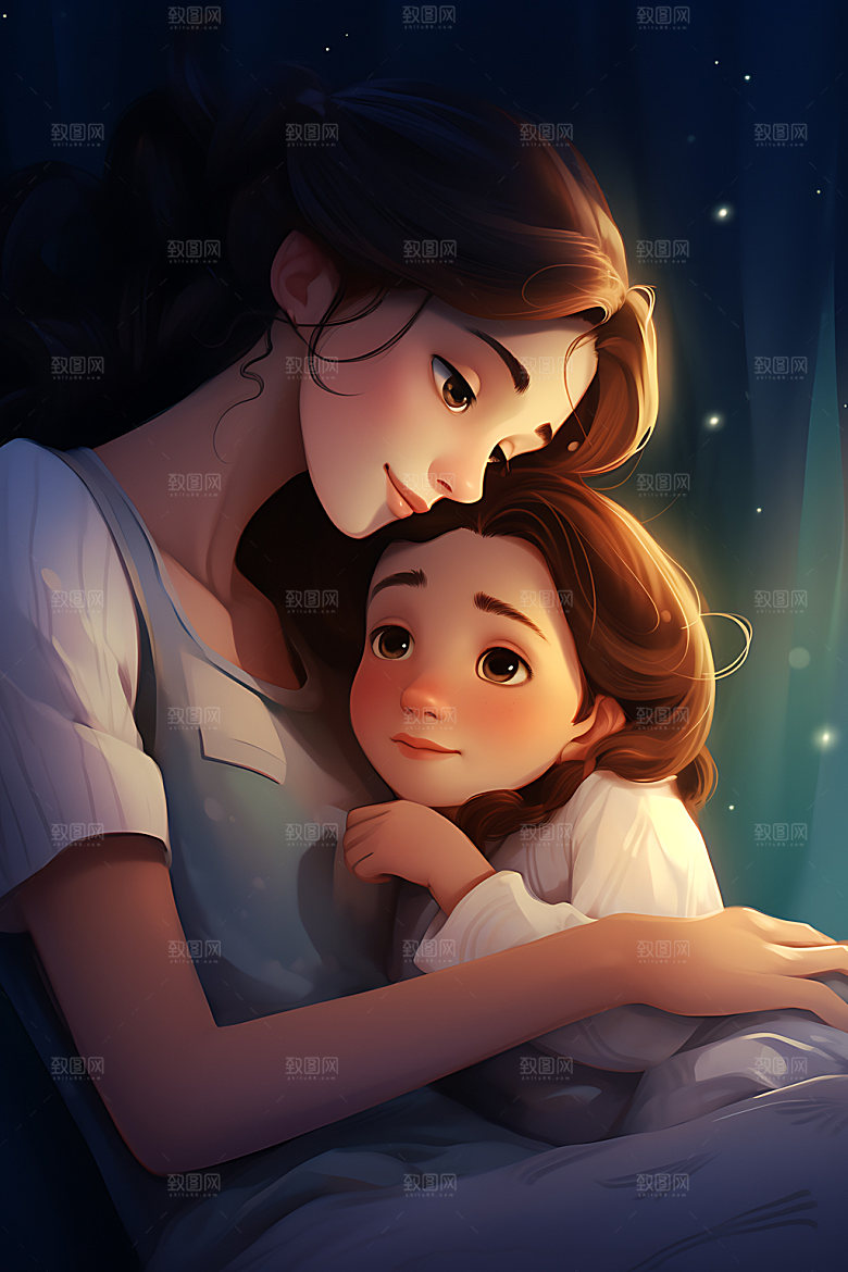 母亲抱着孩子母亲节母婴插画