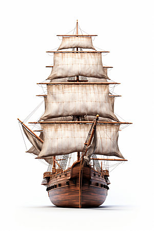 木质帆船复古古代帆船模型