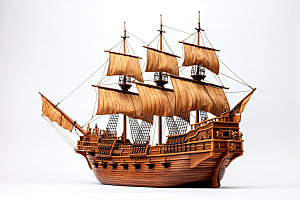 木质帆船航行欧洲模型