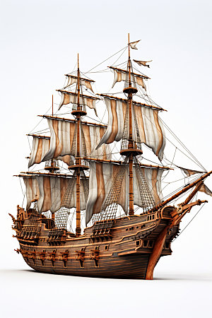 木质帆船欧洲大航海模型