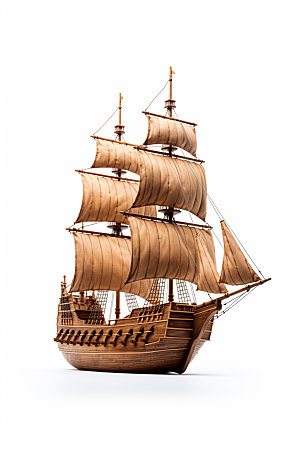 木质帆船高清航行模型