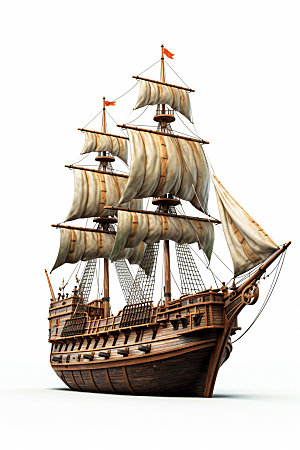 木质帆船欧洲古代帆船模型
