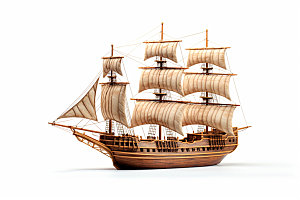 木质帆船经典复古模型