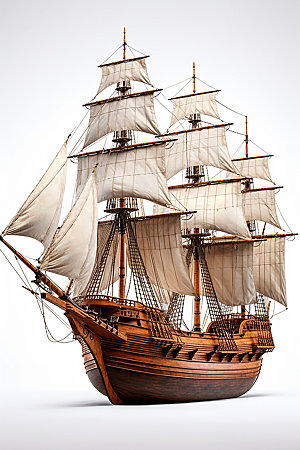 木质帆船高清经典模型