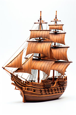 木质帆船经典大航海模型
