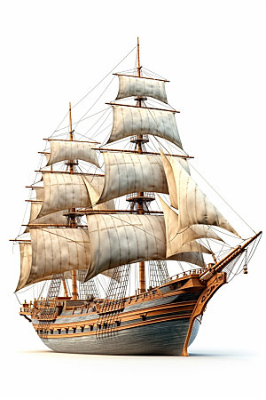 木质帆船复古欧洲模型