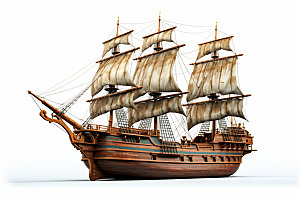 木质帆船经典欧洲模型