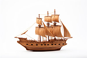 木质帆船经典欧洲模型