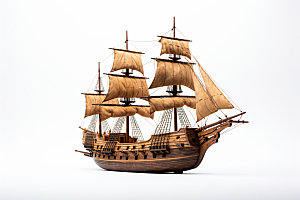 木质帆船航行欧洲模型