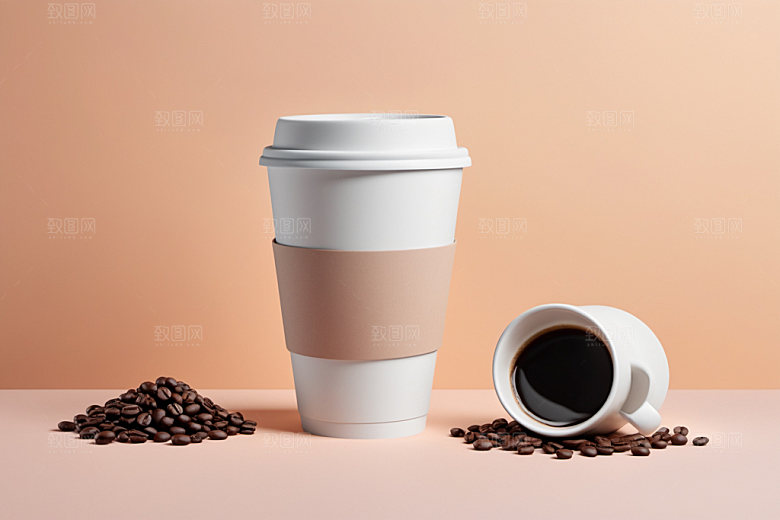 奶茶杯纸杯模型样机