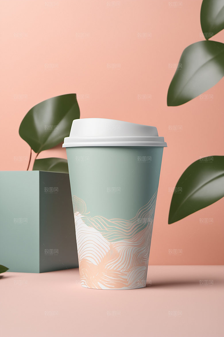 奶茶杯简洁纸杯样机