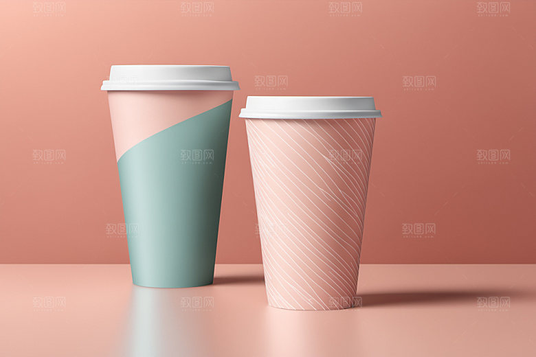 奶茶杯纸杯3D样机
