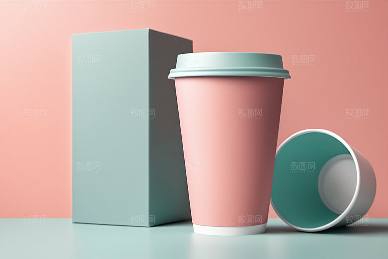 奶茶杯纸杯模型样机