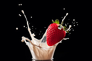 奶茶飞溅水果牛奶高清摄影图