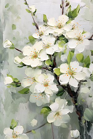 奶油风花卉花朵自然油画