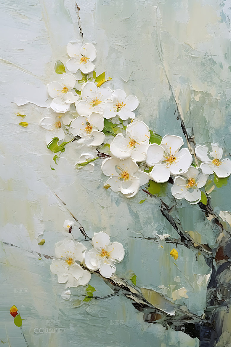 奶油风花卉花朵唯美油画