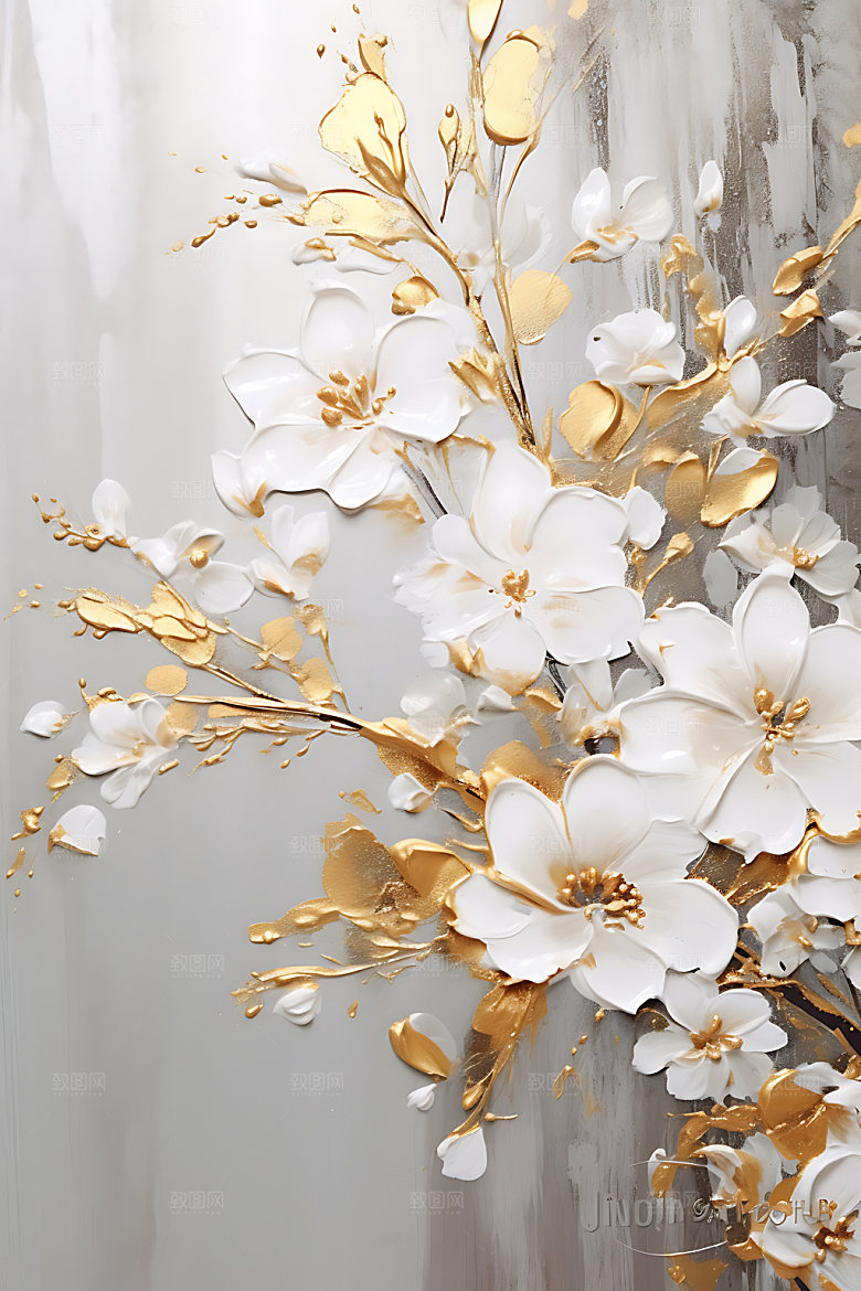 奶油风花卉艺术唯美油画