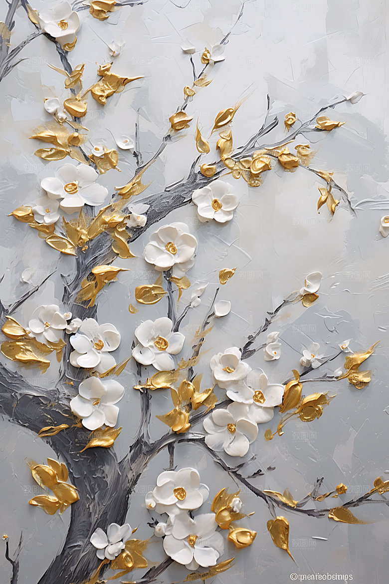 奶油风花卉自然唯美油画