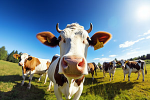奶牛自然牛群摄影图
