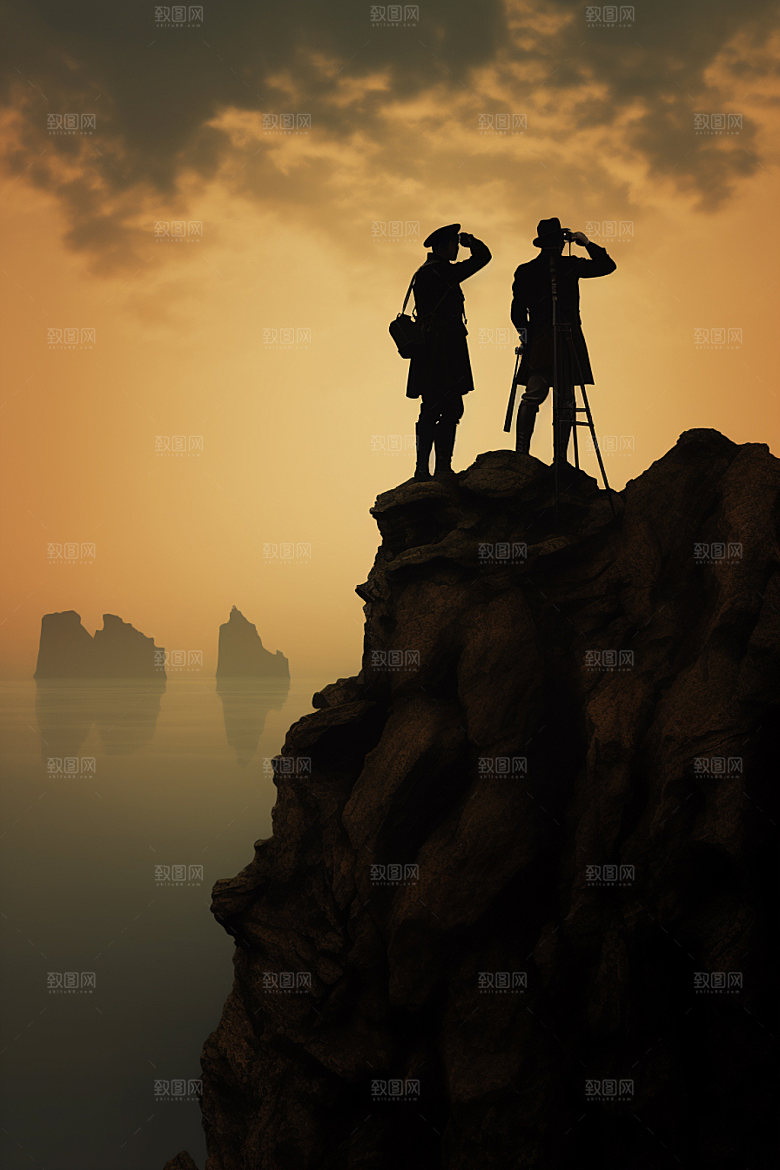 拿望远镜的人高瞻远瞩企业精神摄影图