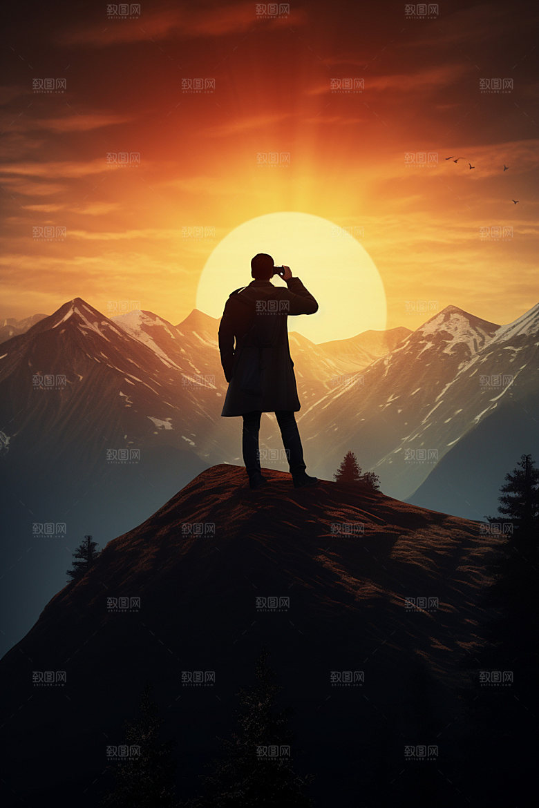 拿望远镜的人企业文化企业精神摄影图