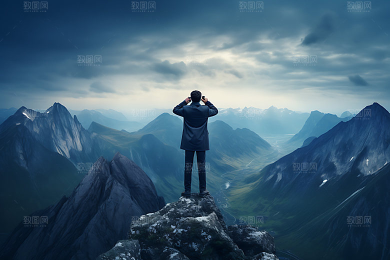登高望远企业精神高瞻远瞩摄影图