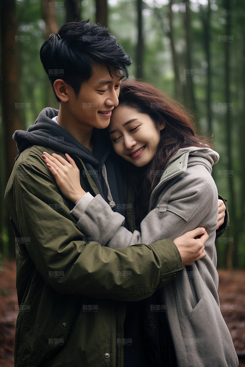 时尚秋冬夫妻情侣人物摄影矢量图