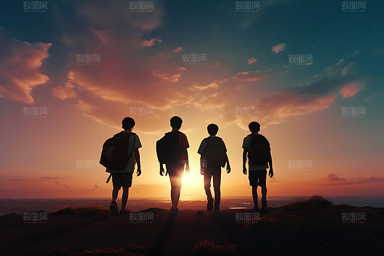 年轻人背影活力高清摄影图