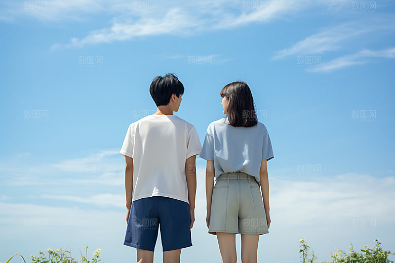 年轻人背影高清青春摄影图