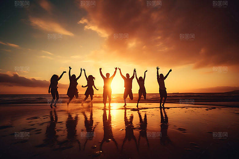 年轻人背影集体活动高清摄影图