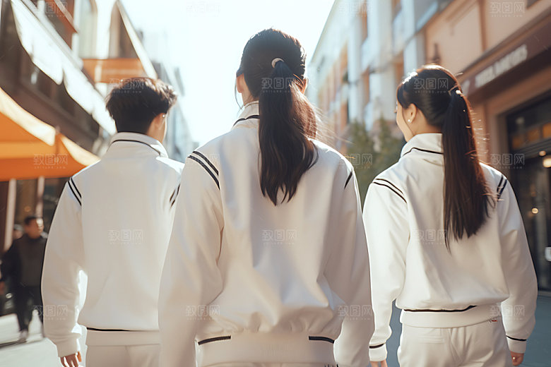 年轻人背影集体活动活力摄影图
