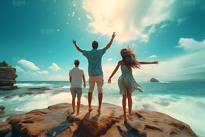 年轻人背影高清毕业旅行摄影图