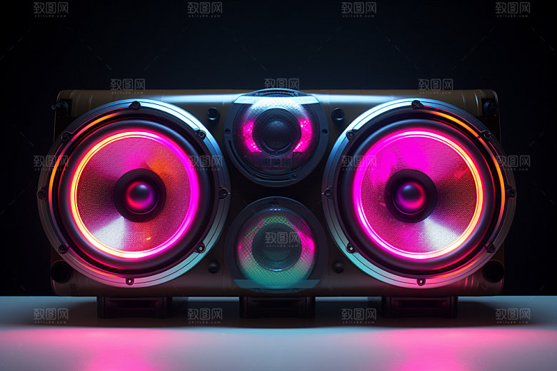 霓虹音响音乐赛博朋克素材