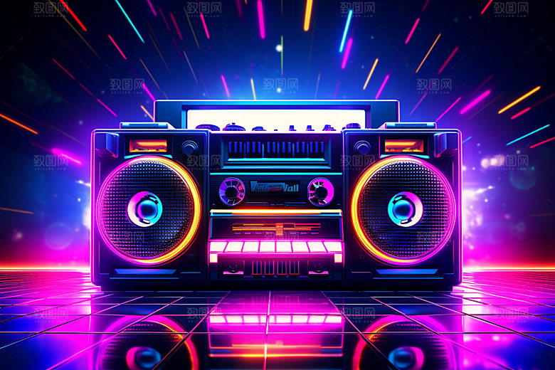 霓虹音响音乐电音素材