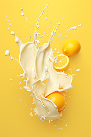 柠檬汁柠檬牛奶奶昔摄影图