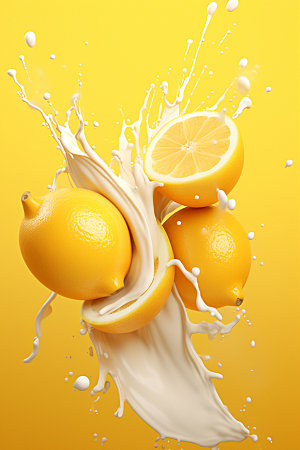 柠檬汁果汁飞溅水果摄影图