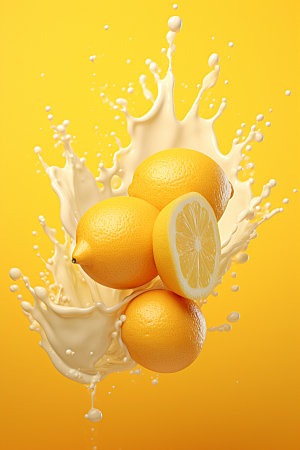 柠檬汁创意水果摄影图