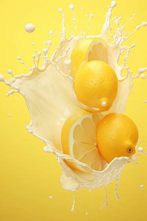 柠檬汁果汁飞溅高清摄影图