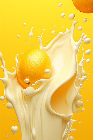 柠檬汁水果果汁飞溅摄影图