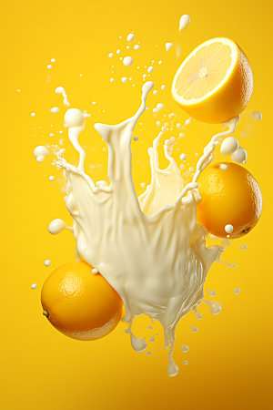 柠檬汁创意奶昔摄影图