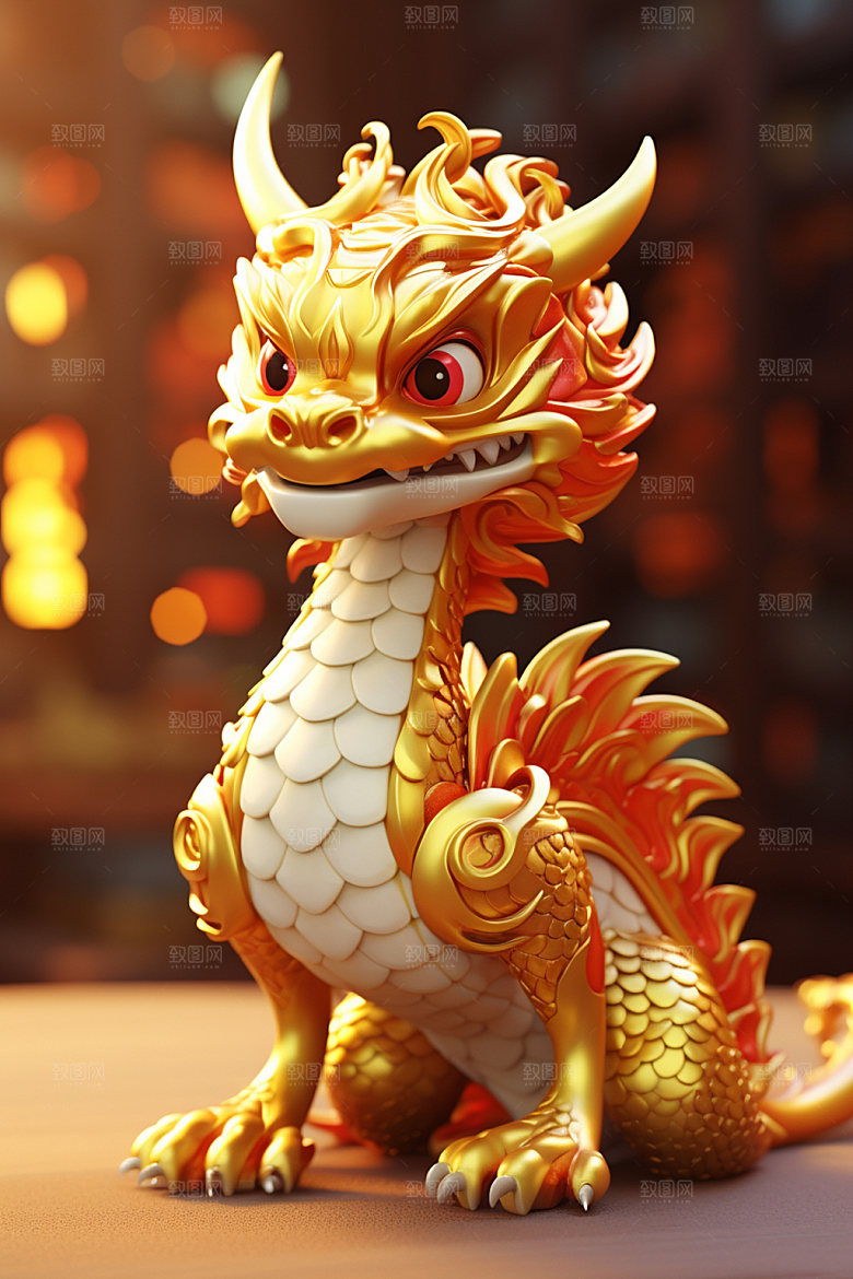 卡通龙3D十二生肖模型
