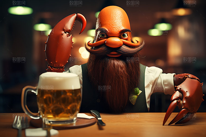 小龙虾拟人美味3D模型