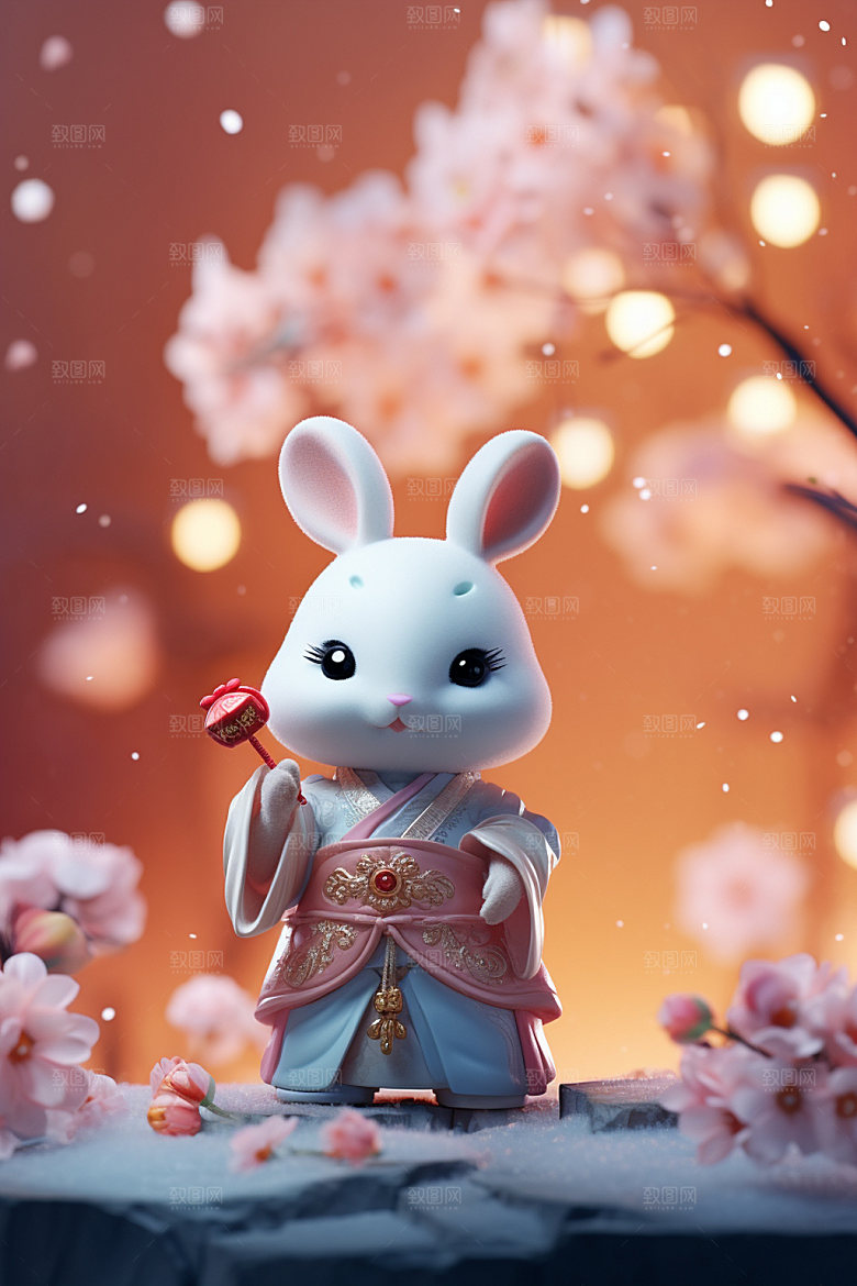兔子拟人可爱3D模型