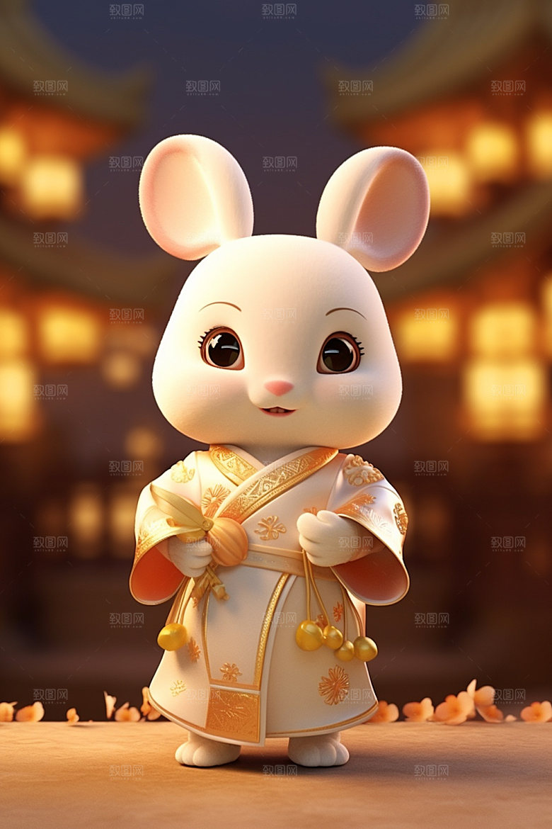 兔子拟人可爱立体模型