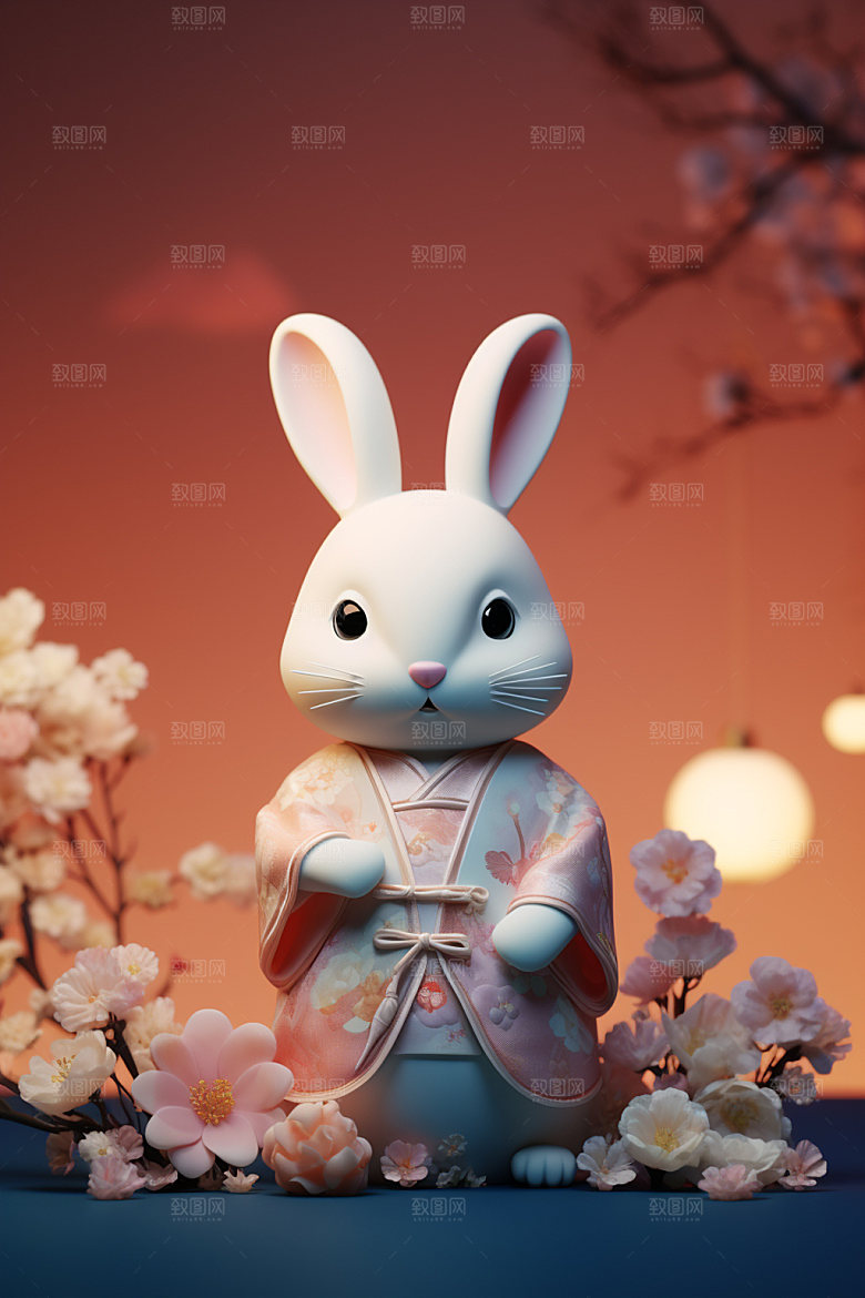 兔子拟人3D卡通模型