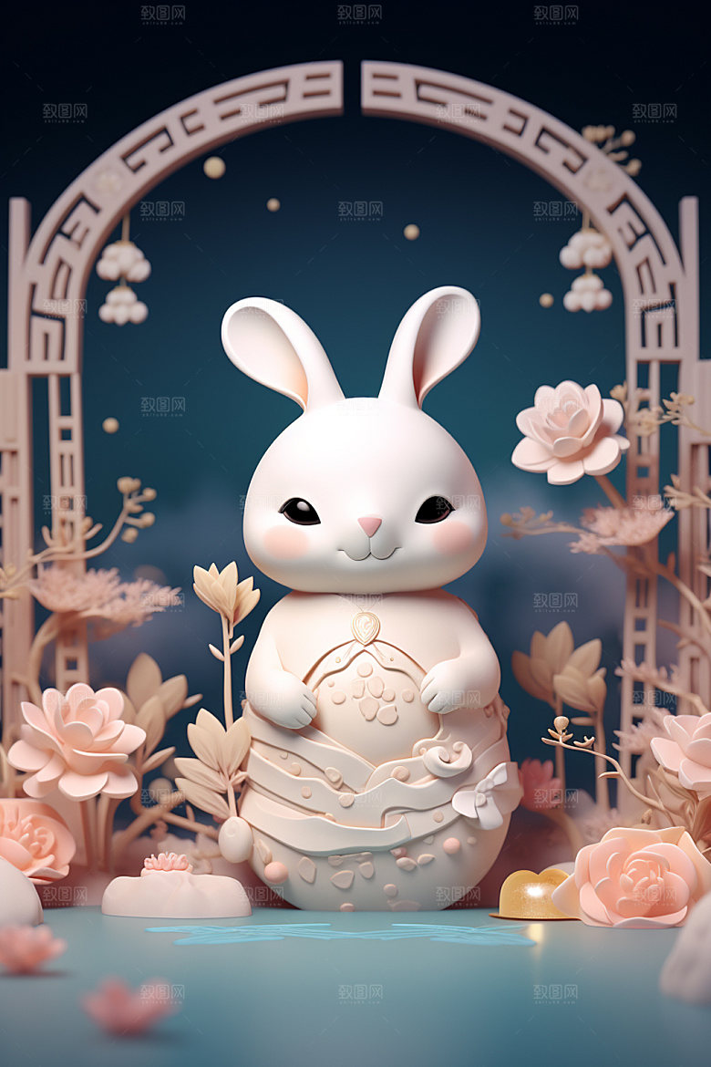 兔子拟人3D卡通模型
