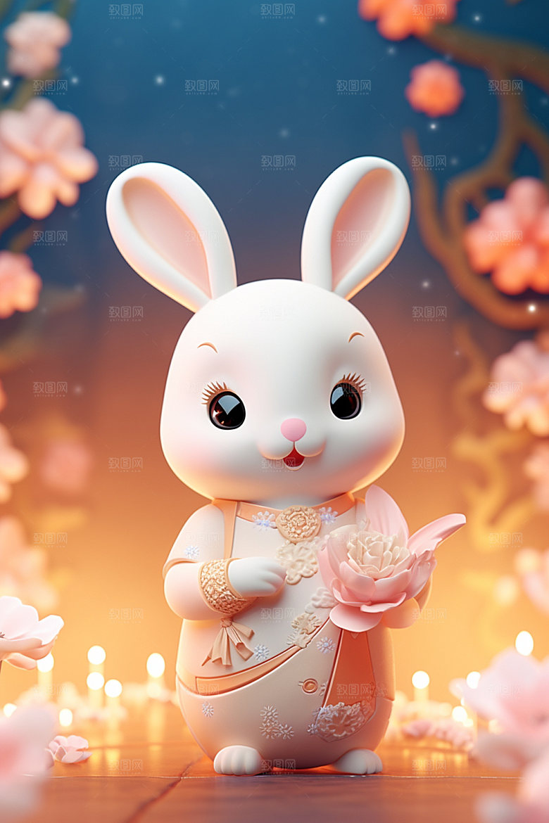 兔子拟人立体3D模型